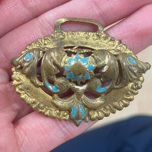 Antique Brass Decorative belt buckle ; can be made as a brooch